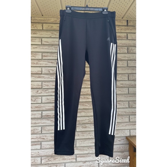 ADIDAS Light Fabric Climawarm Long Black White Stripe Pants M - Picture 7 of 9